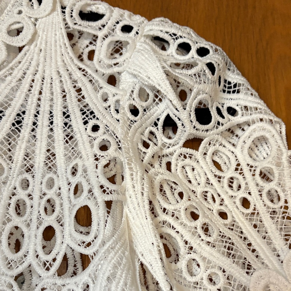 Blashe White Open Lace Short Sleeve - Picture 4 of 8